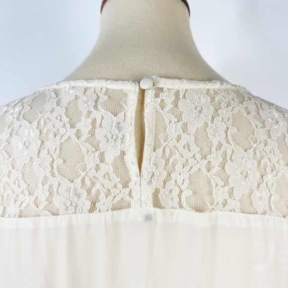 Vintage y2k white lace pleated drop waist top shirt blouse size small / medium - Picture 3 of 7
